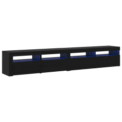 Kredensy RTV 2 szt. z oświetleniem LED w czarnym dębie, Kredens RTV z oświetleniem LED czarny dąb 120x35x40 cm Drewno drewnopochodne