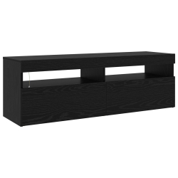 Kredensy RTV 2 szt. z oświetleniem LED w czarnym dębie, Kredens RTV z oświetleniem LED czarny dąb 120x35x40 cm Drewno drewnopochodne
