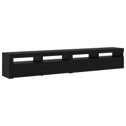 Kredensy RTV 2 szt. z oświetleniem LED w czarnym dębie, Kredens RTV z oświetleniem LED czarny dąb 120x35x40 cm Drewno drewnopochodne