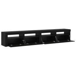 Kredensy RTV 2 szt. z oświetleniem LED w czarnym dębie, Kredens RTV z oświetleniem LED czarny dąb 120x35x40 cm Drewno drewnopochodne
