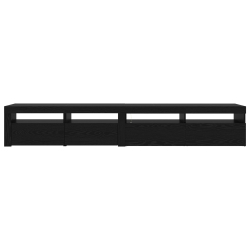 Kredensy RTV 2 szt. z oświetleniem LED w czarnym dębie, Kredens RTV z oświetleniem LED czarny dąb 120x35x40 cm Drewno drewnopochodne