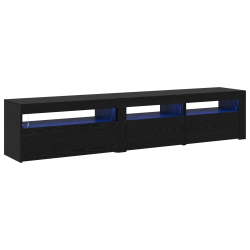 Zestaw 2 szafek z oświetleniem LED Dąb czarny Drewno imitujące, Stojak na telewizor z oświetleniem LED - Dąb czarny - 75x35x40 cm - Wykonany z drewna