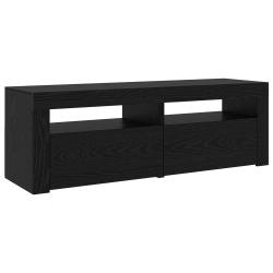 Zestaw 2 szafek z oświetleniem LED Dąb czarny Drewno imitujące, Stojak na telewizor z oświetleniem LED - Dąb czarny - 75x35x40 cm - Wykonany z drewna