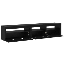 Zestaw 2 szafek z oświetleniem LED Dąb czarny Drewno imitujące, Stojak na telewizor z oświetleniem LED - Dąb czarny - 75x35x40 cm - Wykonany z drewna