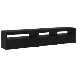 Zestaw 2 szafek z oświetleniem LED Dąb czarny Drewno imitujące, Stojak na telewizor z oświetleniem LED - Dąb czarny - 75x35x40 cm - Wykonany z drewna