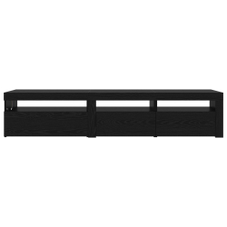 Zestaw 2 szafek z oświetleniem LED Dąb czarny Drewno imitujące, Stojak na telewizor z oświetleniem LED - Dąb czarny - 75x35x40 cm - Wykonany z drewna