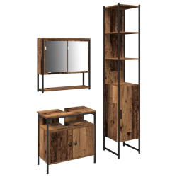 Szafka łazienkowa z wbudowaną umywalką w stylu vintage z materiałów drewnopochodnych
