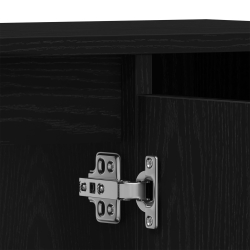 Zestaw 3-częściowy mebli łazienkowych z czarnego dębu z materiału drewnopochodnego, Szafka łazienkowa z czarnego dębu 30x30x190 cm z materiału drewnop