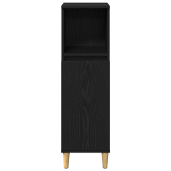 Zestaw 3-częściowy mebli łazienkowych z czarnego dębu z materiału drewnopochodnego, Szafka łazienkowa z czarnego dębu 30x30x190 cm z materiału drewnop