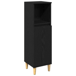 Zestaw 3-częściowy mebli łazienkowych z czarnego dębu z materiału drewnopochodnego, Szafka łazienkowa z czarnego dębu 30x30x190 cm z materiału drewnop
