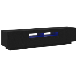 Szafka TV z oświetleniem LED, Czarny Dąb, 180x35x40 cm, Drewno inżynieryjne