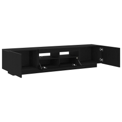 Szafka TV z oświetleniem LED, Czarny Dąb, 180x35x40 cm, Drewno inżynieryjne