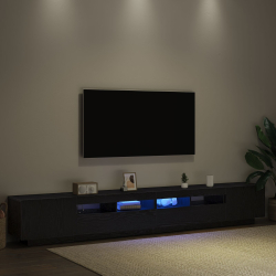 Szafka RTV z LEDami Czarny Dąb 260x35x40 cm Drewno inżynieryjne