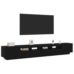 Szafka RTV z LEDami Czarny Dąb 260x35x40 cm Drewno inżynieryjne