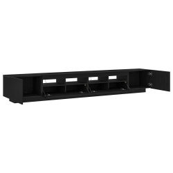 Szafka RTV z LEDami Czarny Dąb 260x35x40 cm Drewno inżynieryjne