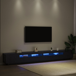 Szafka RTV z LED Czarny Dąb 300x35x40 cm Drewno inżynieryjne