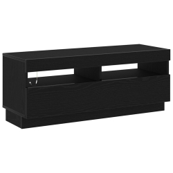 Szafka RTV z LED Czarny Dąb 300x35x40 cm Drewno inżynieryjne