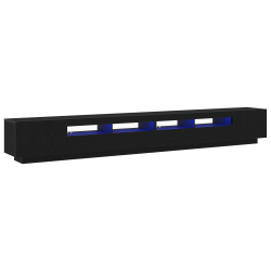 Szafka RTV z LED Czarny Dąb 300x35x40 cm Drewno inżynieryjne