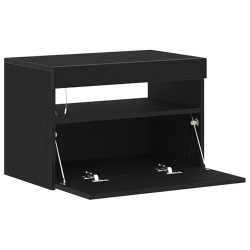 Szafka nocna z oświetleniem LED Czarny dąb 60x35x40 cm Drewno inżynieryjne