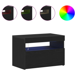 Szafka nocna z oświetleniem LED Czarny dąb 60x35x40 cm Drewno inżynieryjne