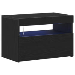 Szafka nocna z oświetleniem LED Czarny dąb 60x35x40 cm Drewno inżynieryjne