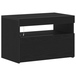 Szafka nocna z oświetleniem LED Czarny dąb 60x35x40 cm Drewno inżynieryjne