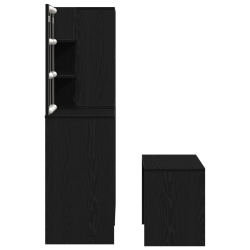 Zestaw toaletkowy z oświetleniem LED czarny dąb, materiał drewnopochodny, Toaletka LED w czarnym dębie, 60x40x140 cm, wykonana z materiału drewnopocho