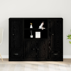 Wysoki stolik Czarny Dąb 132x35,5x103,5 cm Drewno inżynieryjne