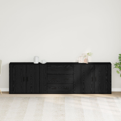 Sideboardy 3 szt. z czarnego dębu, materiał drewnopochodny