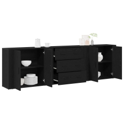 Sideboardy 3 szt. z czarnego dębu, materiał drewnopochodny