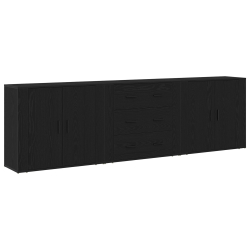 Sideboardy 3 szt. z czarnego dębu, materiał drewnopochodny
