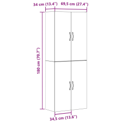 Szafki 2 szt. Czarny Dąb 69,5x34x180 cm Drewno inżynieryjne