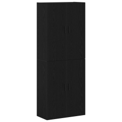 Szafki 2 sztuki Czarny Dąb 69,5x34x180 cm Drewno inżynieryjne