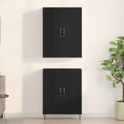 Wysoki kredens Czarny Dąb 69,5x34x180 cm Drewno inżynieryjne