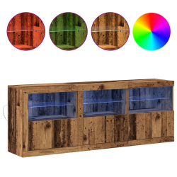 Komoda z lampkami LED Stare drewno 181,5x37x67 cm z drewna inżynieryjnego