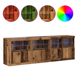 Szafka z lampkami LED Stare Drewno 202x37x67 cm Drewno Inżynieryjne
