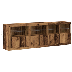 Szafka z lampkami LED Stare Drewno 202x37x67 cm Drewno Inżynieryjne