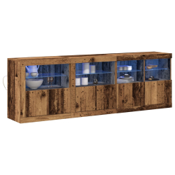 Szafka z lampkami LED Stare Drewno 202x37x67 cm Drewno Inżynieryjne