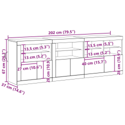 Szafka z lampkami LED Stare Drewno 202x37x67 cm Drewno Inżynieryjne