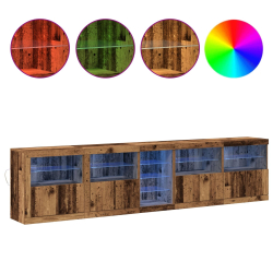 Bok szafki z oświetleniem LED Stare drewno 283x37x67 cm Drewno inżynieryjne