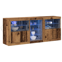 Bufet z oświetleniem LED w starym drewnie 162x37x67 cm z drewna klejonego