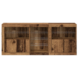 Bufet z oświetleniem LED w starym drewnie 162x37x67 cm z drewna klejonego