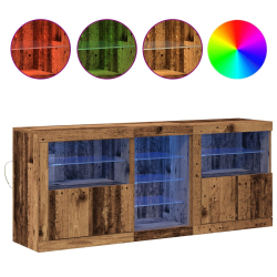Bufet z oświetleniem LED w starym drewnie 162x37x67 cm z drewna klejonego