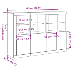 Komoda z oświetleniem LED Stare Drewno 142,5x37x100 cm