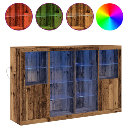 Bufet z lampkami LED Stare drewno 163x37x100 cm Drewno inżynieryjne, Bufet z lampkami LED Stare drewno 41x37x100 cm