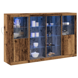 Bufet z lampkami LED Stare drewno 163x37x100 cm Drewno inżynieryjne, Bufet z lampkami LED Stare drewno 41x37x100 cm