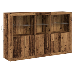 Szafka z lampkami LED Stare drewno 162x37x100 cm Drewno inżynieryjne