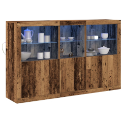 Szafka z lampkami LED Stare drewno 162x37x100 cm Drewno inżynieryjne