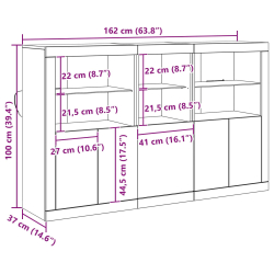 Szafka z lampkami LED Stare drewno 162x37x100 cm Drewno inżynieryjne