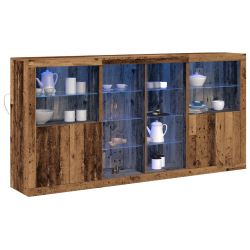 Bufet z LED Stare Drewno 202x37x100 cm Drewno inżynieryjne, Bufet z LED Stare Drewno 60.5x37x100 cm, Bufet z LED Stare Drewno 41x37x100 cm